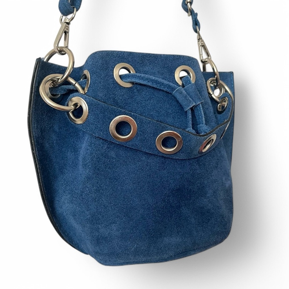 Borse In Pelle Genuine Italian Leather Bucket Purse Removable Strap Hobo Bag - Picture 3 of 16